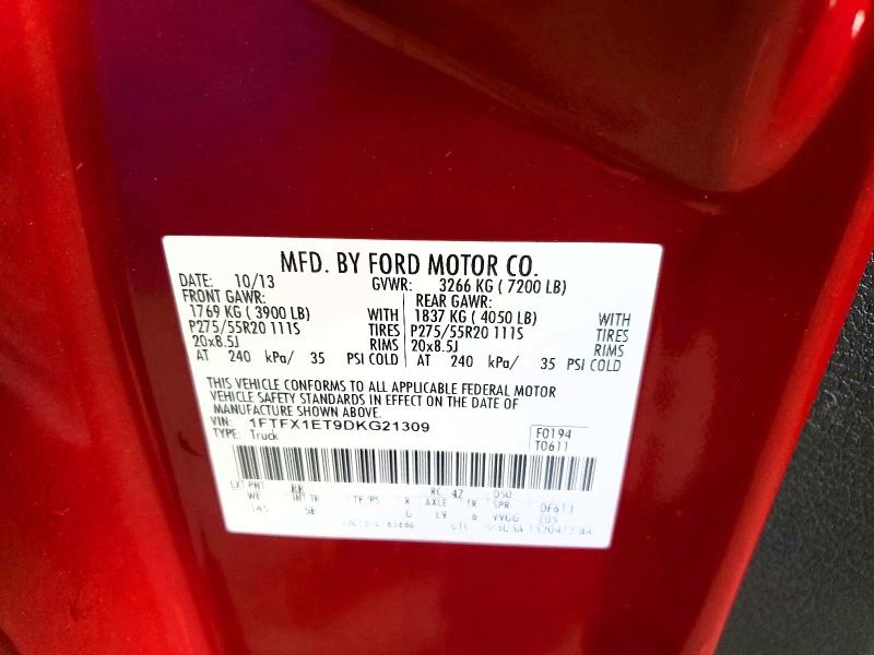 65237016 :رقم المزاد ، 1FTFX1ET9DKG21309 vin ، 2013 Ford F150 مزاد بيع