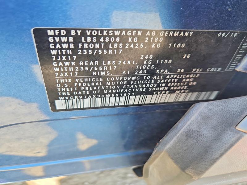 Aukcja sprzedaży 2017 Volkswagen Tiguan, vin: WVGRV7AX3HW501871, numer aukcji: 66413716