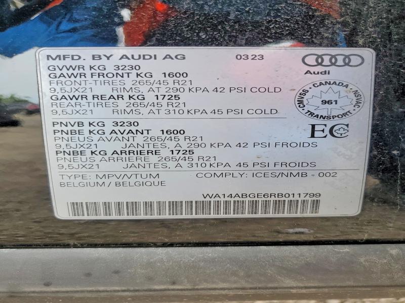Продажа на аукционе авто 2024 Audi Q8 E-tron, vin: WA14ABGE6RB011799, номер лота: 63730206