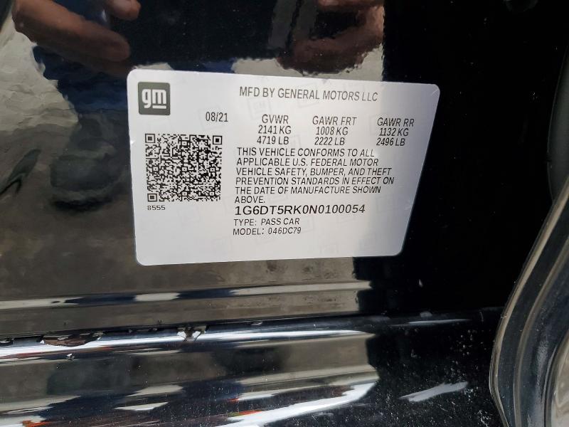 64242356 :رقم المزاد ، 1G6DT5RK0N0100054 vin ، 2022 Cadillac Ct5 مزاد بيع