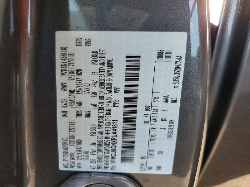 2023 Ford Escape მანქანა იყიდება აუქციონზე, vin: 1FMCU0GNXPUA41611, აუქციონის ნომერი: 64133166
