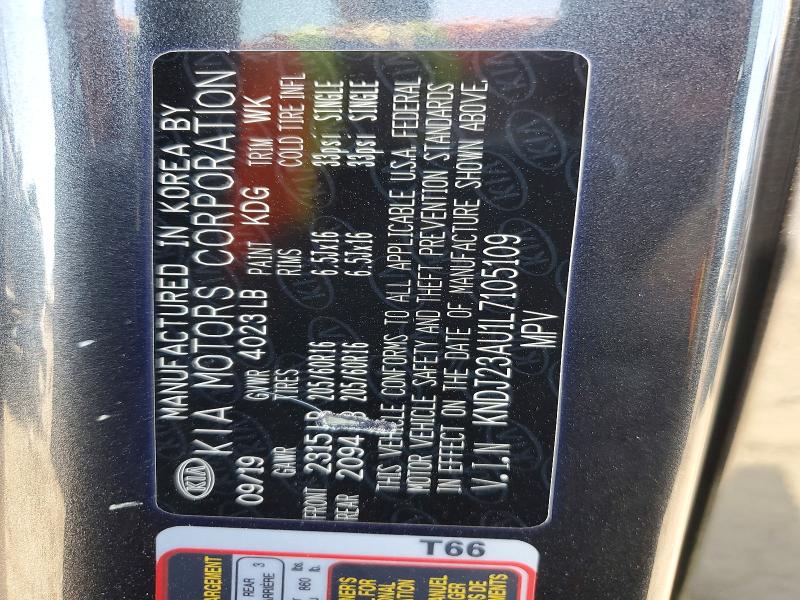 64682366 :رقم المزاد ، KNDJ23AU1L7105109 vin ، 2020 Kia Soul مزاد بيع