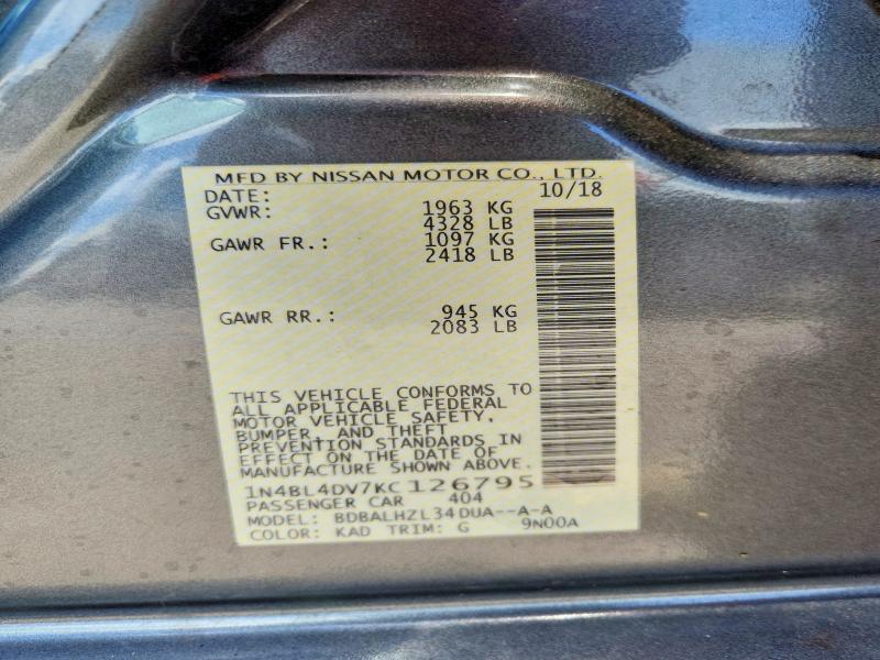 Aukcja sprzedaży 2019 Nissan Altima, vin: 1N4BL4DV7KC126795, numer aukcji: 66484206