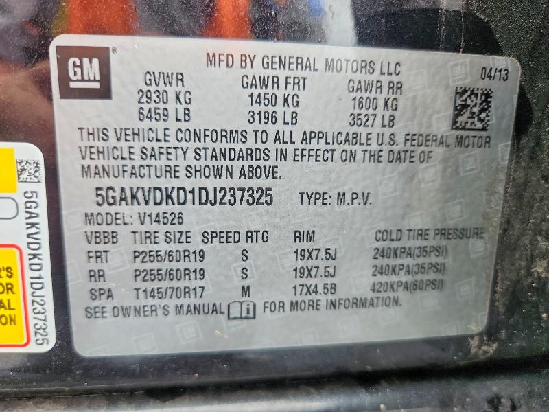 2013 Buick Enclave მანქანა იყიდება აუქციონზე, vin: 5GAKVDKD1DJ237325, აუქციონის ნომერი: 63550006