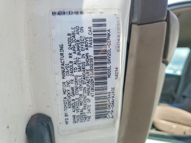 66961026 :رقم المزاد ، 4T1BG22K51U832387 vin ، 2001 Toyota Camry مزاد بيع