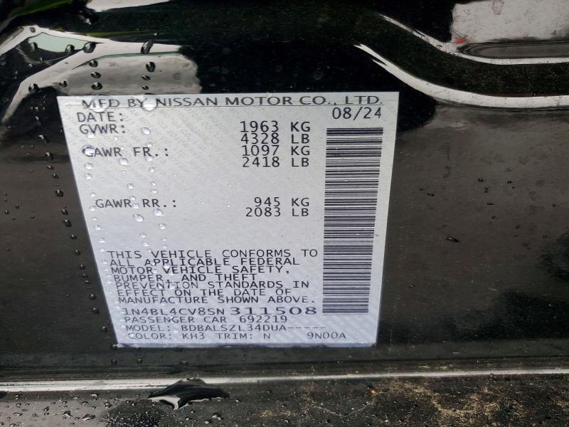 Aukcja sprzedaży 2025 Nissan Altima, vin: 1N4BL4CV8SN311508, numer aukcji: 64949906