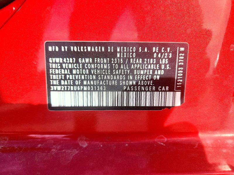 2023 Volkswagen Jetta მანქანა იყიდება აუქციონზე, vin: 3VW2T7BU6PM031363, აუქციონის ნომერი: 67000136