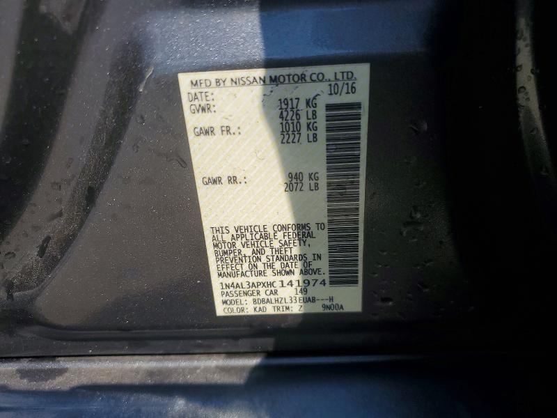 Aukcja sprzedaży 2017 Nissan Altima, vin: 1N4AL3APXHC141974, numer aukcji: 67036726