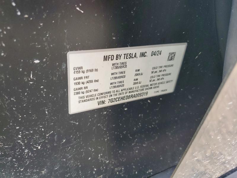 Aukcja sprzedaży 2024 Tesla Cybertruck, vin: 7G2CEHED8RA009319, numer aukcji: 62113666
