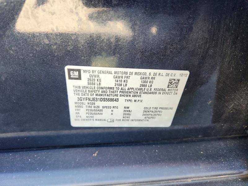 65685086 :رقم المزاد ، 3GYFNJE31DS568643 vin ، 2013 Cadillac Srx مزاد بيع
