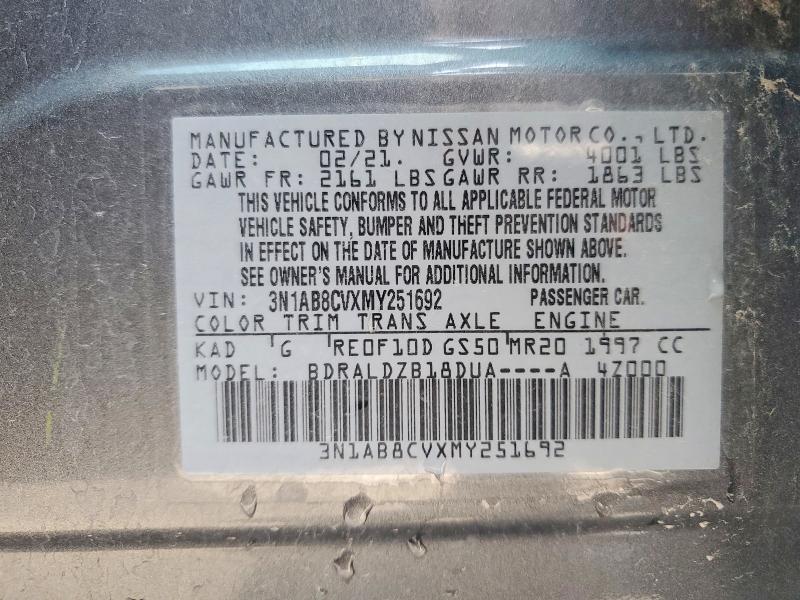 Продаж на аукціоні авто 2021 Nissan Sentra, vin: 3N1AB8CVXMY251692, номер лоту: 63777806