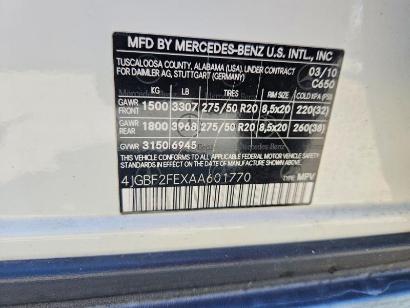 2010 Mercedes-benz Gl მანქანა იყიდება აუქციონზე, vin: 4JGBF2FEXAA601770, აუქციონის ნომერი: 63518776