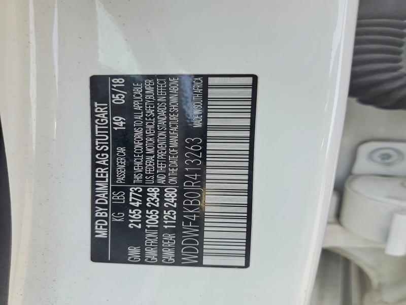 64604116 :رقم المزاد ، WDDWF4KB0JR413263 vin ، 2018 Mercedes-benz C مزاد بيع