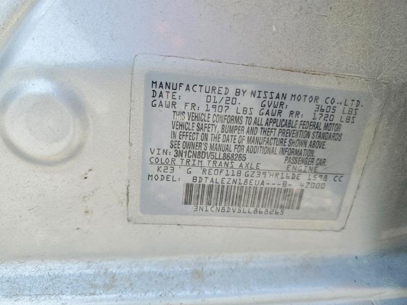 Auction sale of the 2020 Nissan Versa, vin: 3N1CN8DV5LL868265, lot number: 64476546