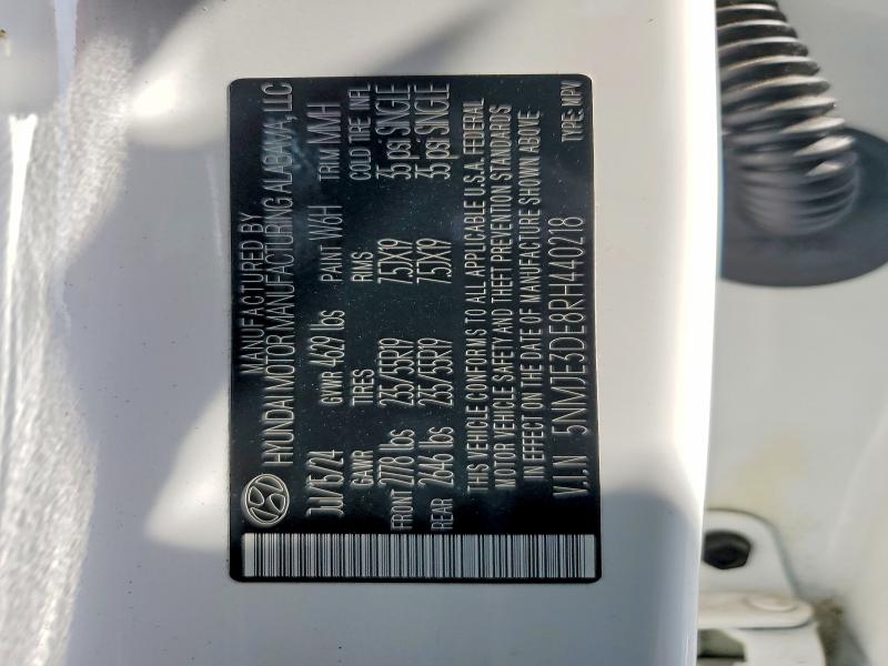 2024 Hyundai Tucson მანქანა იყიდება აუქციონზე, vin: 5NMJE3DE8RH440218, აუქციონის ნომერი: 67002926