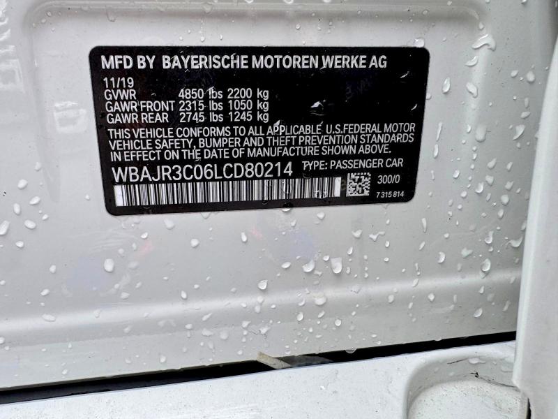 65852446 :رقم المزاد ، WBAJR3C06LCD80214 vin ، 2020 Bmw 530 مزاد بيع