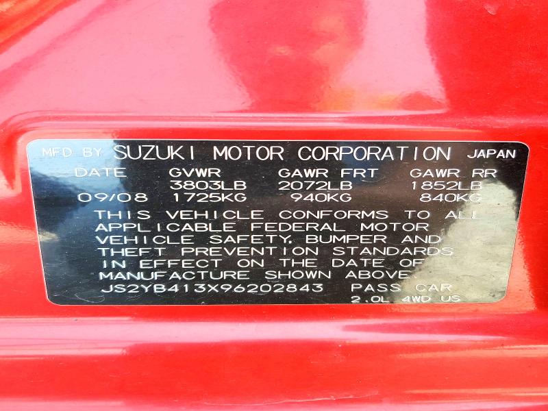 2009 Suzuki Sx4 მანქანა იყიდება აუქციონზე, vin: JS2YB413X96202843, აუქციონის ნომერი: 63683766