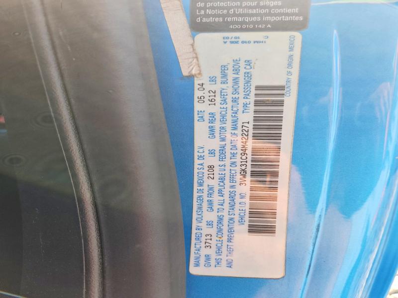 63772086 :رقم المزاد ، 3VWGK31C94M422271 vin ، 2004 Volkswagen New Beetle مزاد بيع
