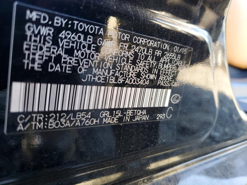 2015 Lexus Gs მანქანა იყიდება აუქციონზე, vin: JTHCE1BL8FA003404, აუქციონის ნომერი: 66587316