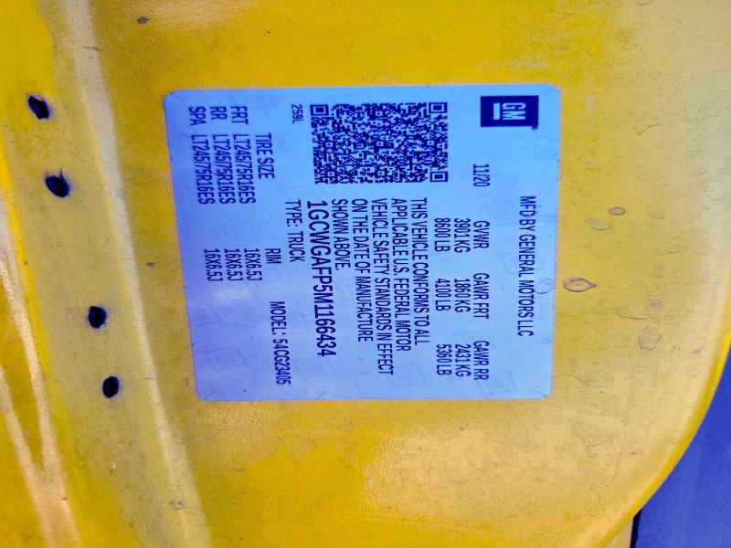 67112616 :رقم المزاد ، 1GCWGAFP5M1166434 vin ، 2021 Chevrolet Express G2500 مزاد بيع