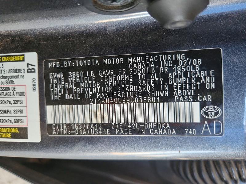 Aukcja sprzedaży 2009 Toyota Matrix, vin: 2T1KU40E99C016801, numer aukcji: 65722826