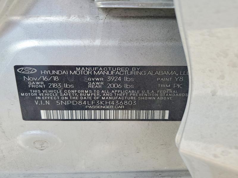 Продаж на аукціоні авто 2019 Hyundai Elantra, vin: 5NPD84LF3KH436803, номер лоту: 65712856