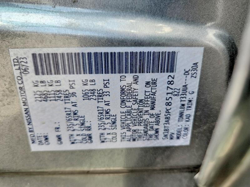 63950726 :رقم المزاد ، 5N1BT3AB5PC851782 vin ، 2023 Nissan Rogue مزاد بيع