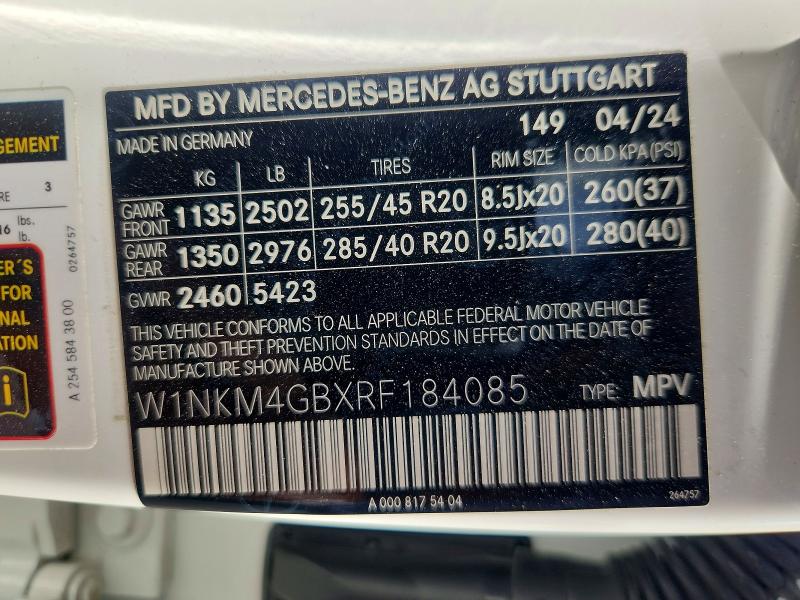 Aukcja sprzedaży 2024 Mercedes-benz Glc, vin: W1NKM4GBXRF184085, numer aukcji: 67102016