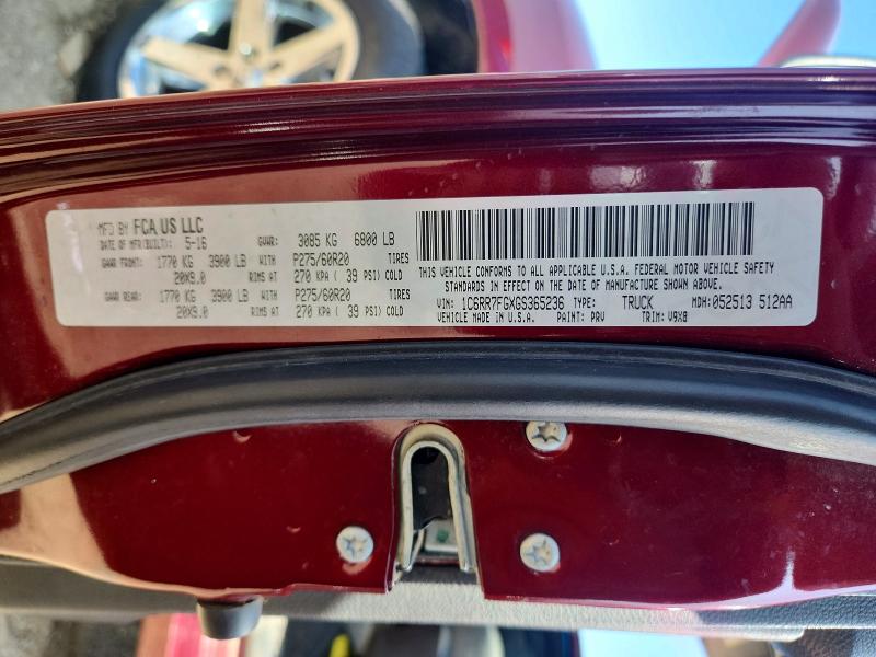2016 Ram 1500 მანქანა იყიდება აუქციონზე, vin: 1C6RR7FGXGS365236, აუქციონის ნომერი: 65725236