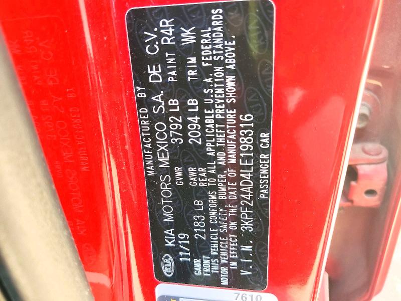 Продажа на аукционе авто 2020 Kia Forte, vin: 3KPF24AD4LE198316, номер лота: 66006706