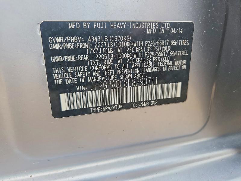 Aukcja sprzedaży 2014 Subaru Xv Crosstrek, vin: JF2GPAGC8E8290711, numer aukcji: 64004196
