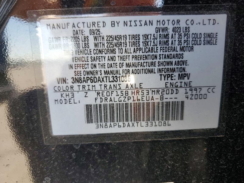 Aukcja sprzedaży 2026 Nissan Kicks, vin: 3N8AP6DAXTL331086, numer aukcji: 65734406