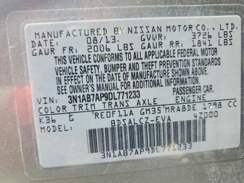 Продажа на аукционе авто 2013 Nissan Sentra, vin: 3N1AB7AP9DL771233, номер лота: 64052286