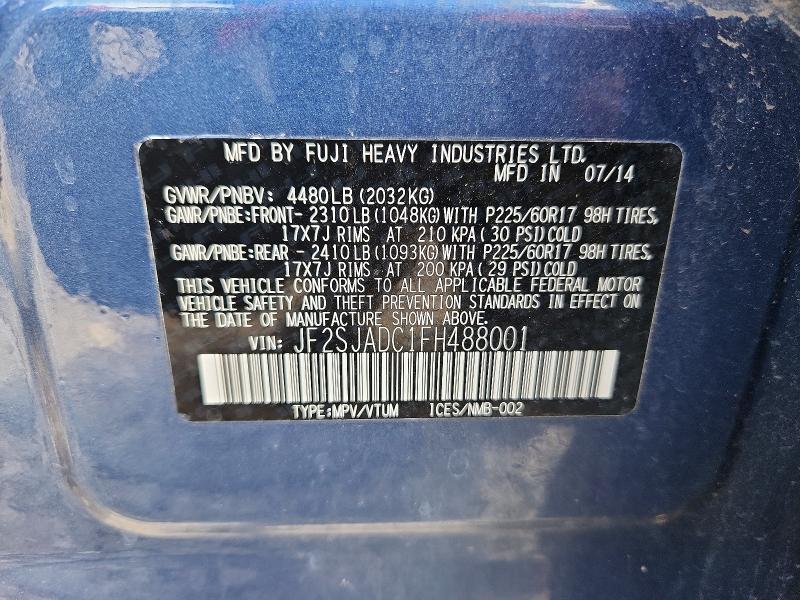 Продаж на аукціоні авто 2015 Subaru Forester, vin: JF2SJADC1FH488001, номер лоту: 66754506