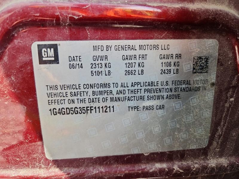 Aukcja sprzedaży 2015 Buick Lacrosse, vin: 1G4GD5G35FF111211, numer aukcji: 66663556