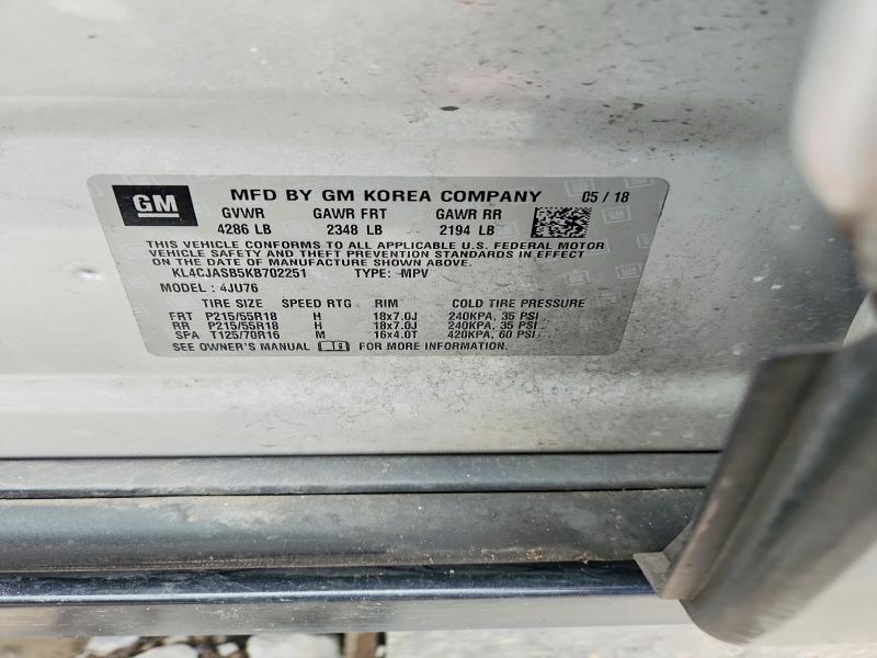 64302596 :رقم المزاد ، KL4CJASB5KB702251 vin ، 2019 Buick Encore مزاد بيع