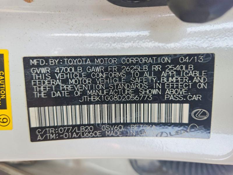 65015076 :رقم المزاد ، JTHBK1GG8D2056773 vin ، 2013 Lexus Es مزاد بيع