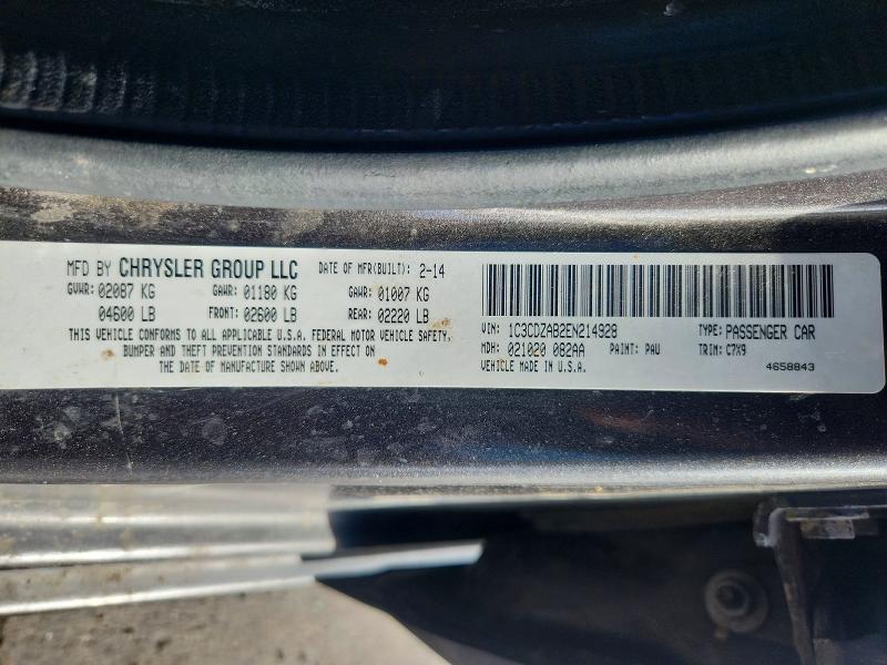 63899366 :رقم المزاد ، 1C3CDZAB2EN214928 vin ، 2014 Dodge Avenger مزاد بيع