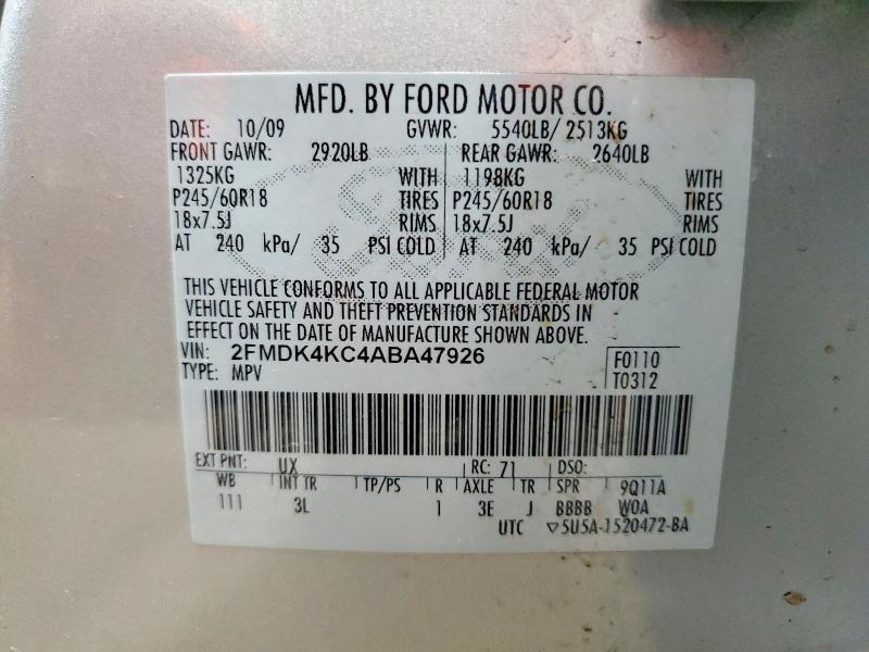 Aukcja sprzedaży 2010 Ford Edge, vin: 2FMDK4KC4ABA47926, numer aukcji: 61989136