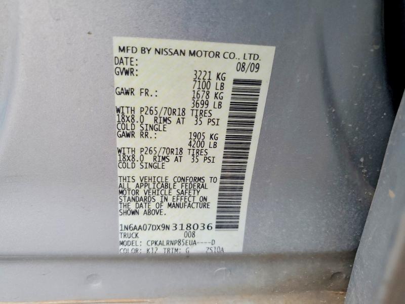 Продаж на аукціоні авто 2009 Nissan Titan, vin: 1N6AA07DX9N318036, номер лоту: 67135366