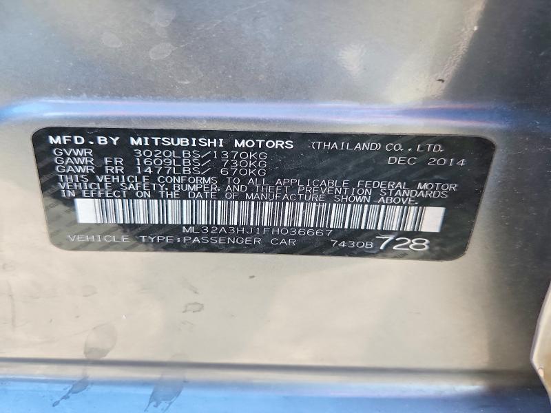 Продажа на аукционе авто 2015 Mitsubishi Mirage, vin: ML32A3HJ1FH036667, номер лота: 63907316
