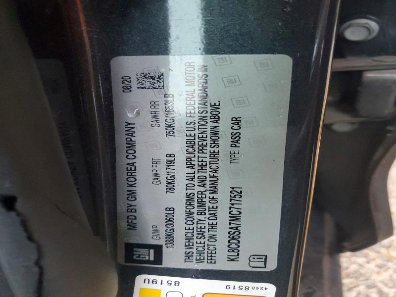 2021 Chevrolet Spark მანქანა იყიდება აუქციონზე, vin: KL8CD6SA7MC717521, აუქციონის ნომერი: 65910356
