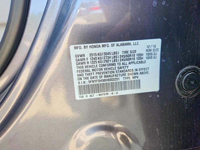 Aukcja sprzedaży 2017 Honda Pilot, vin: 5FNYF5H50HB003251, numer aukcji: 64660396