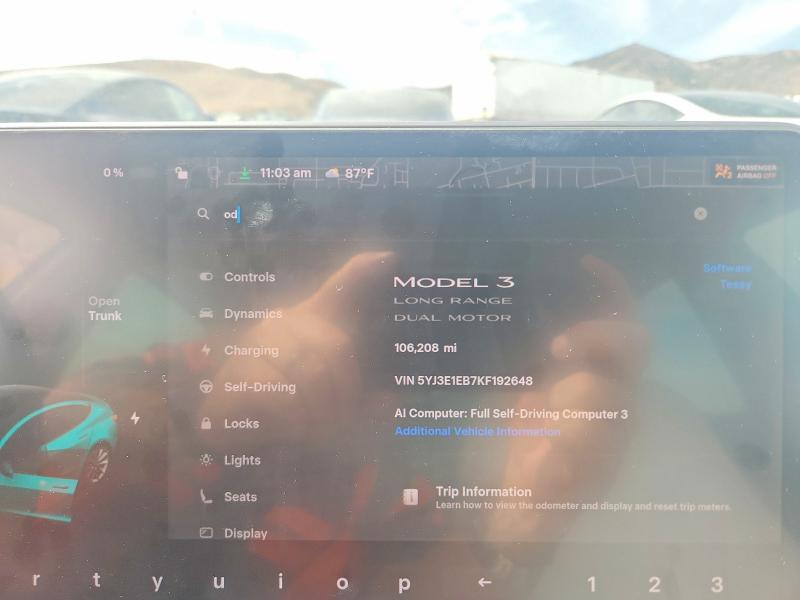 59132236 :رقم المزاد ، 5YJ3E1EB7KF192648 vin ، 2019 Tesla Model 3 مزاد بيع