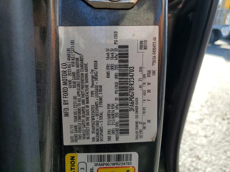 2015 Ford Fusion მანქანა იყიდება აუქციონზე, vin: 3FA6P0G78FR234703, აუქციონის ნომერი: 65687596