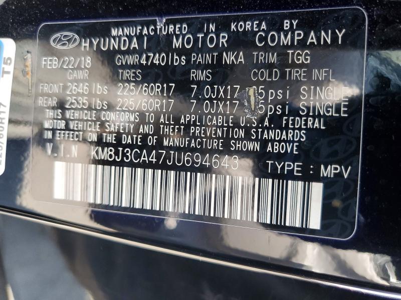 Продаж на аукціоні авто 2018 Hyundai Tucson, vin: KM8J3CA47JU694643, номер лоту: 64242196
