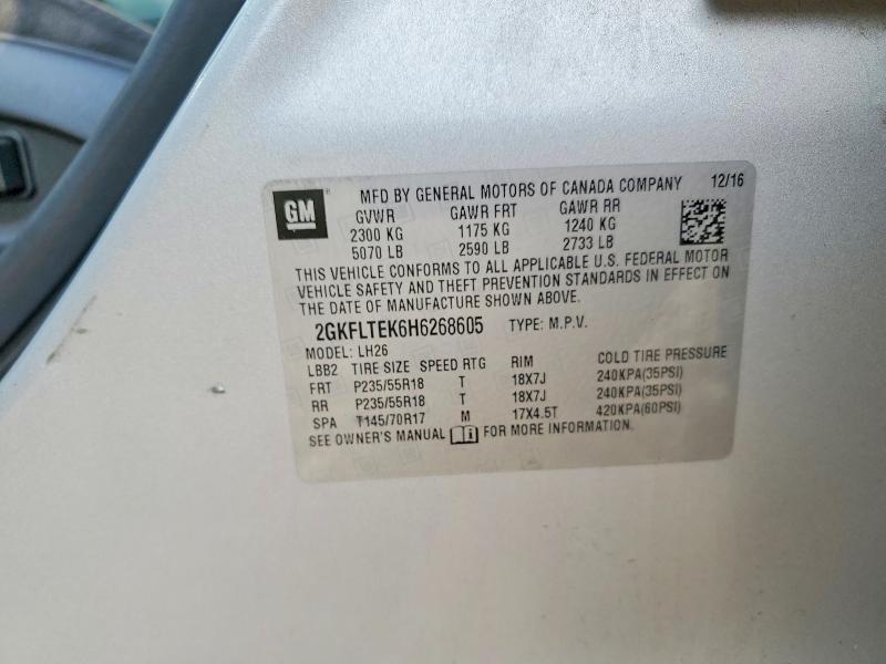 Aukcja sprzedaży 2017 Gmc Terrain, vin: 2GKFLTEK6H6268605, numer aukcji: 61366876