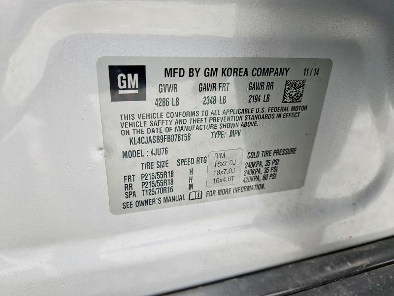 Aukcja sprzedaży 2015 Buick Encore, vin: KL4CJASB9FB076158, numer aukcji: 63624066