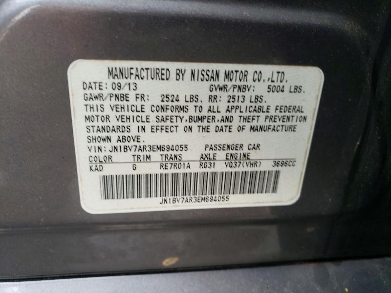 Продаж на аукціоні авто 2014 Infiniti Q50, vin: JN1BV7AR3EM694055, номер лоту: 62575716