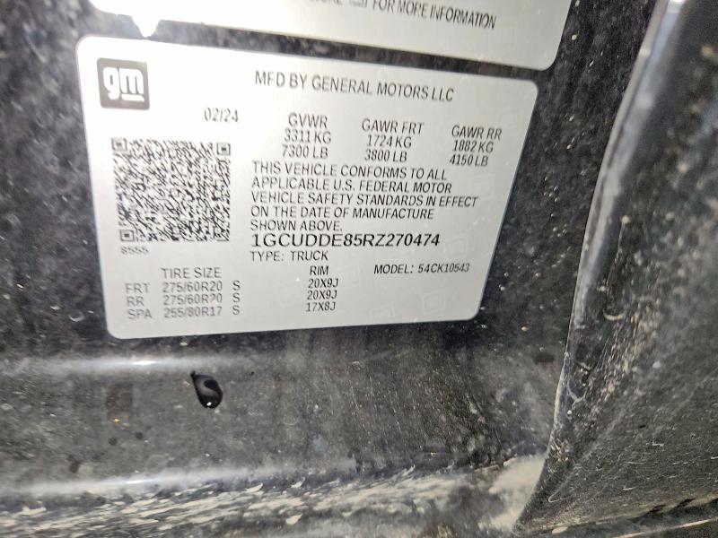 Aukcja sprzedaży 2024 Chevrolet Silverado, vin: 1GCUDDE85RZ270474, numer aukcji: 63616796